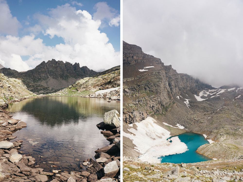 A sinistra, il Lago Losere; a destra, il lago Lillet. Parco Nazionale del Gran Paradiso